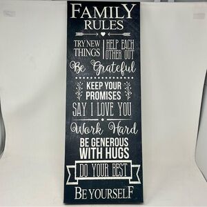 Black and White Family Rules Wall Art